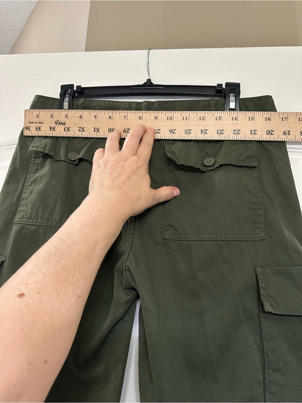 FRAME Olive Green Cargo Pants Sz 29 Cropped Straight Leg Military Utility Cotton - Picture 10 of 13